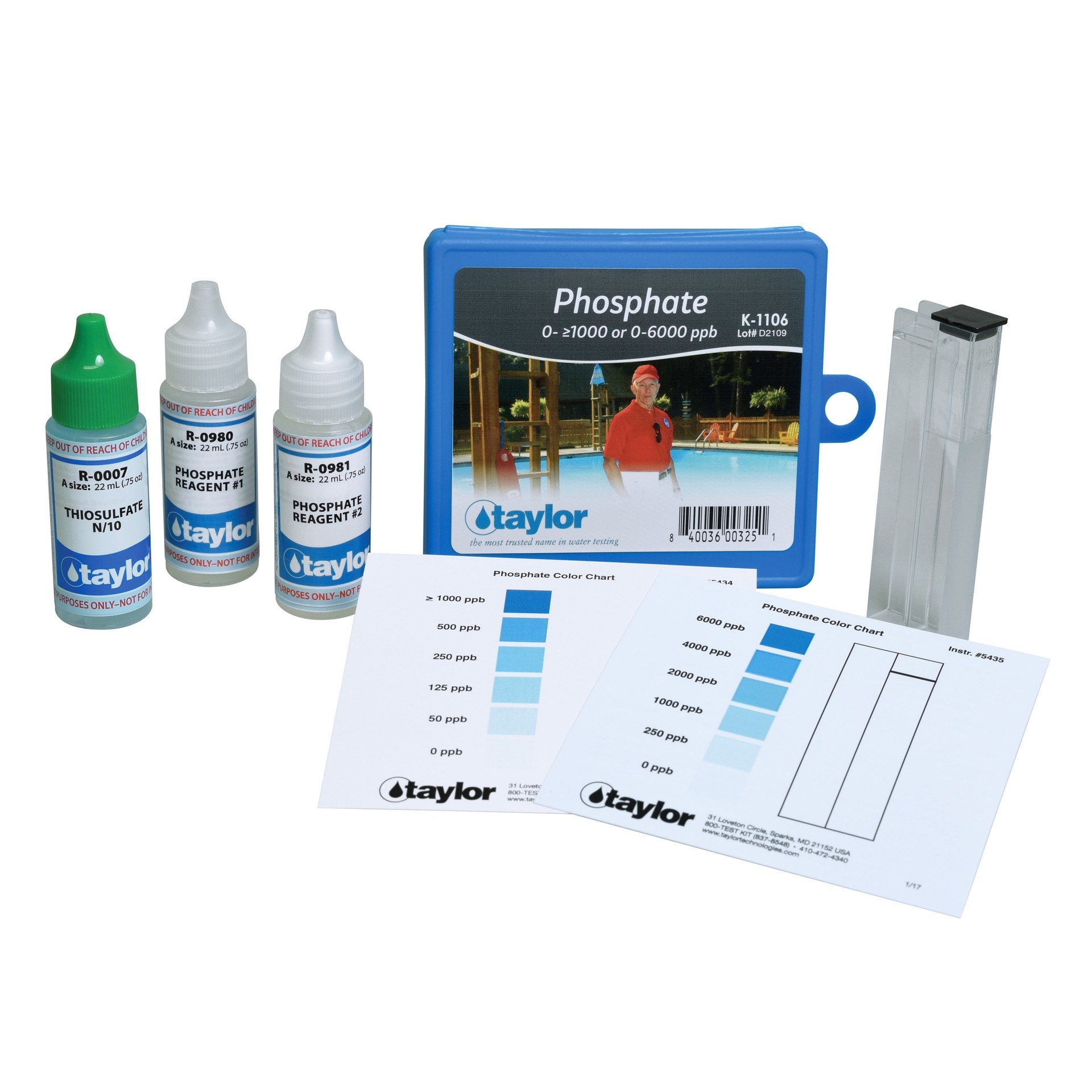 Color Card Comparator, Phosphate, Stannous Chloride, 0- ≥1000 or 0-6000 ppb (.75OZ) (#7 +0980+0981)
